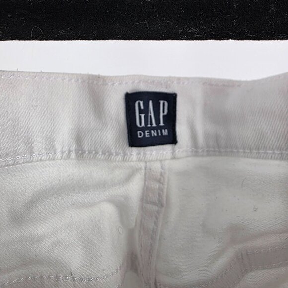 Gap Denim White Distressed Fringe Hem Skirt Size 10 - Picture 5 of 10